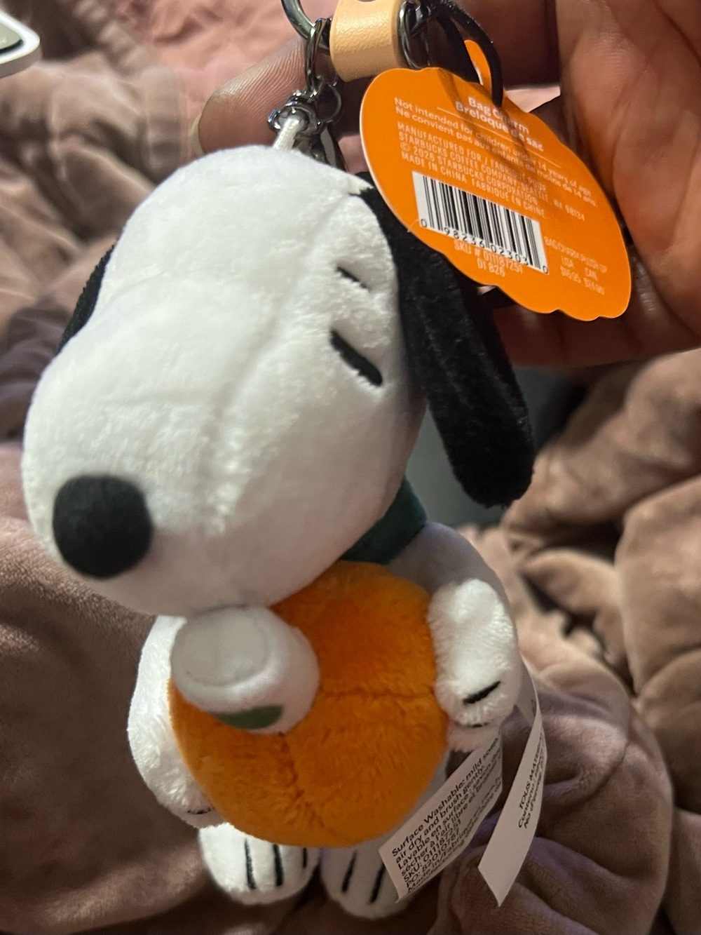 Peanuts Snoopy Plush Dog Toy with Orange Pumpkin and Green Scarf - Picture 4 of 6